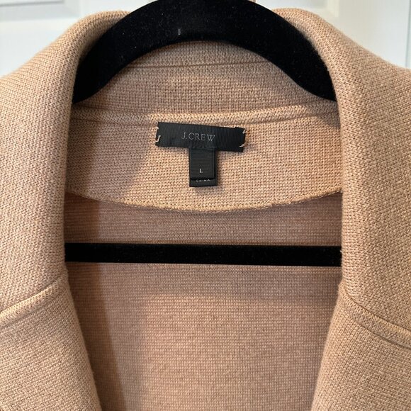 J. Crew Open Front Knit Sweater Cardigan Blazer Sz L Great Condition Camel Tan - Picture 3 of 4